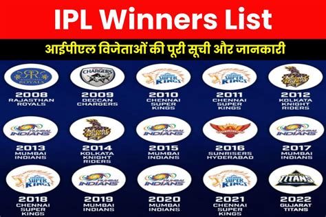 pl winners|list of ipl winners.